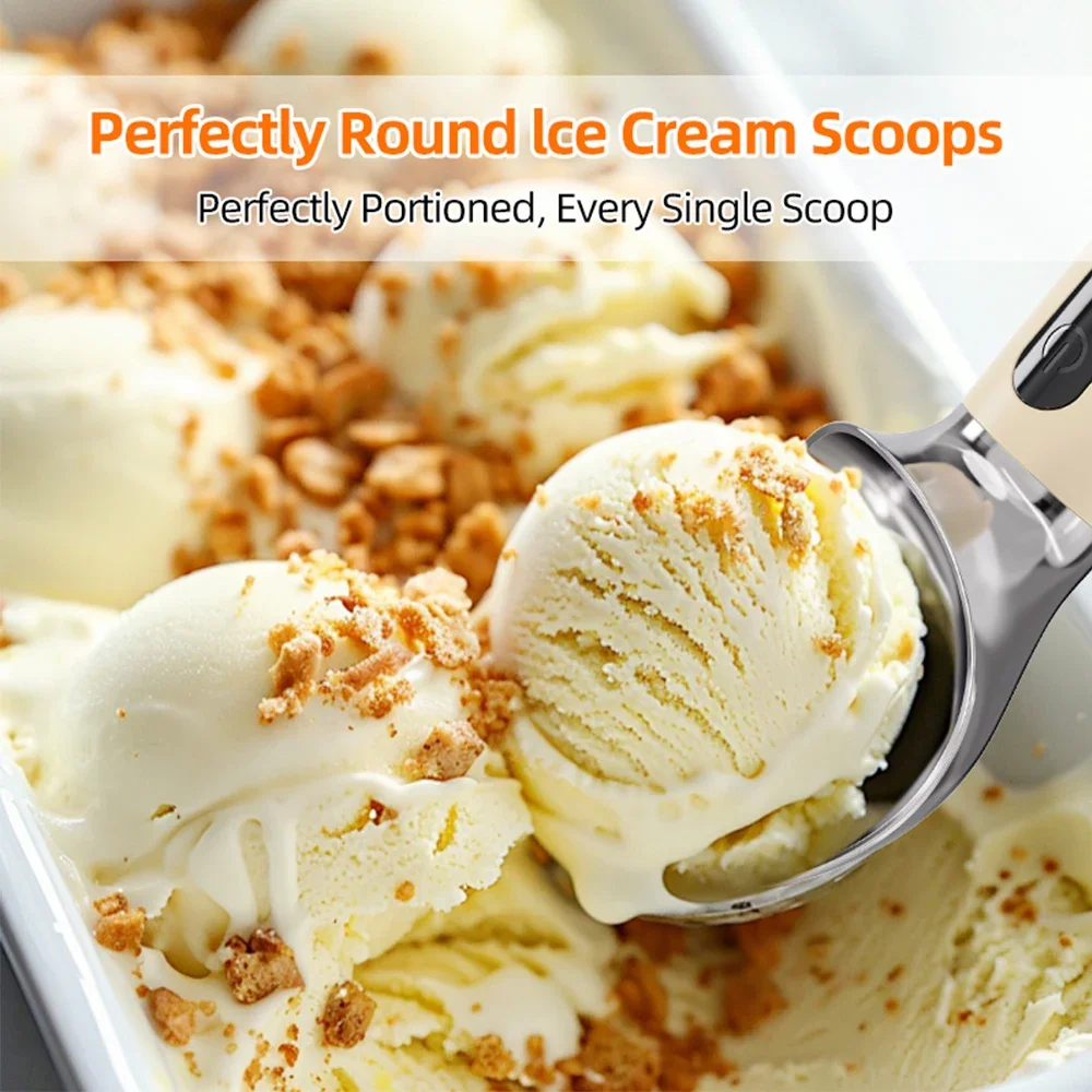 Heated Ice Cream Scoop 3 Speed Electric Warming Scooper Rechargeable with LED Display Waterproof Head for Hard Ice Cream
