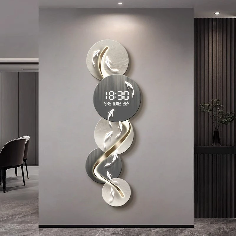 entrance decorative Wall clocks high-end modern luxury Led wall clock digital silent decoração para sala luxo interior furniture