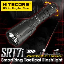 NITECORE SRT7i USB-C 충전식 전술 손전등, 스마트링 무단 밝기 조정 토치 라이트, NL2150HPi 배터리