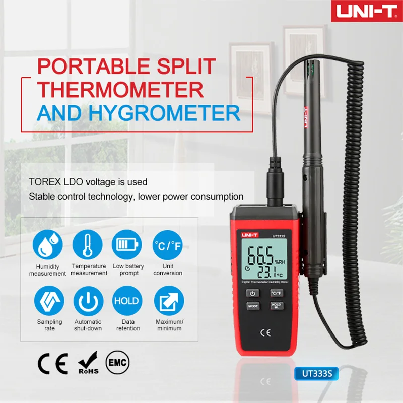 UNI-T UT333S Mini Temperature Humidity Meter  Outdoor Hygrometer Overload Indication Unit Conversion LCD Backlight hygromet