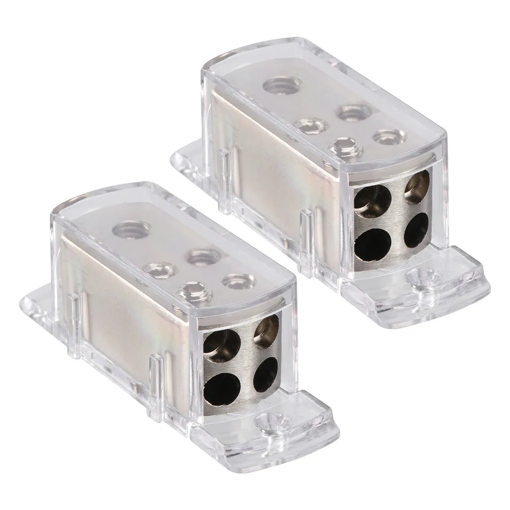 2Pcs Car Audio Power Distribution Block Zinc Alloy Brass 4 Ways Splitter Box Rv Boat Amplifier Splitter Car Accessories