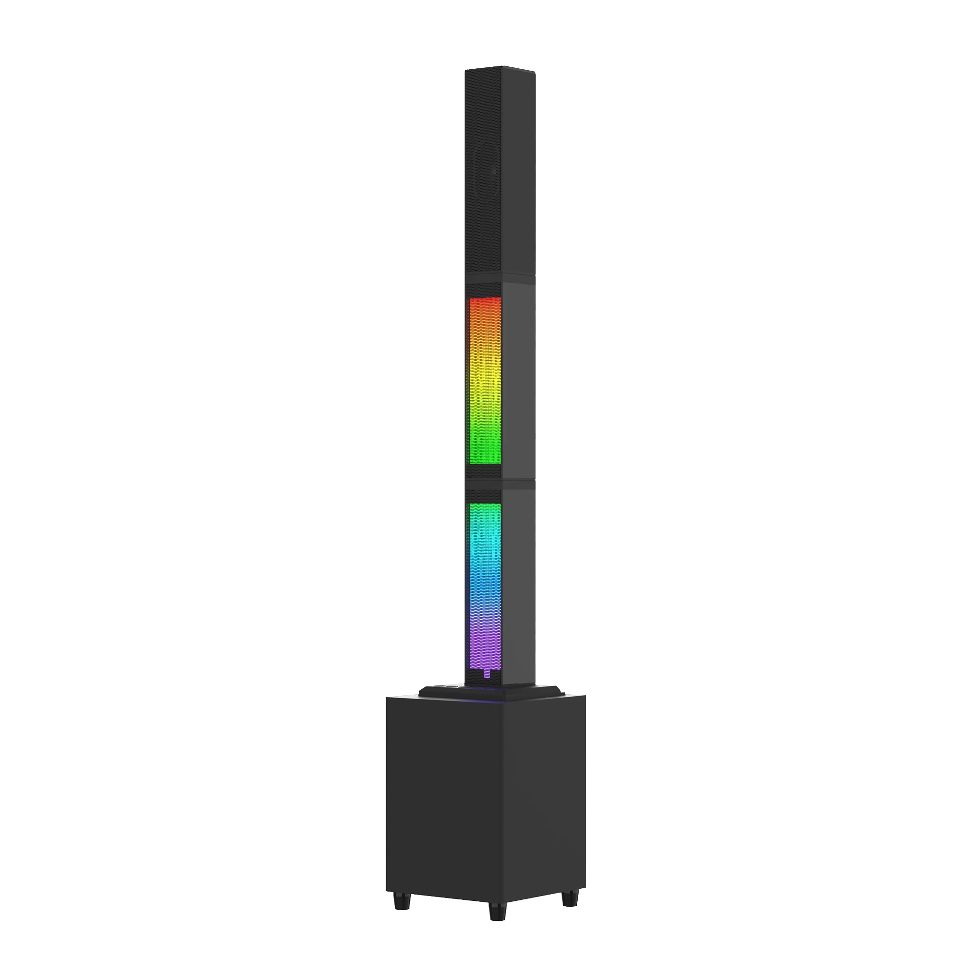15W RGB Sound Bar for TV, 30W Subwoofer Soundbar Speaker Karaoke Machine with Two Microphone for Home Theater Party