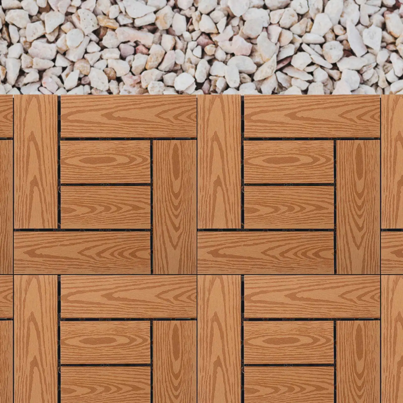 

Plastic Wood Flooring 1sqm Deck Tile Interlocking WPC Durable Outdoor Garden Balcony Yard Porch Patio Self Assemble Easy Install