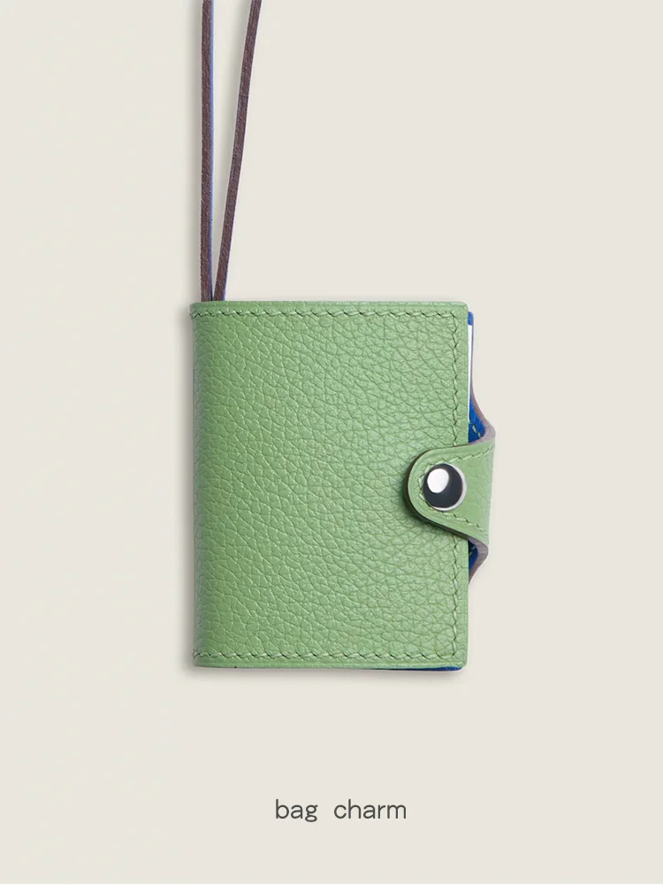Notepad Bag Charm Evercolor & Swift Leather Spliced Full Handmade Wax Thread Saddle Stitch Mini Memo Pad Holder Handbag Pendant