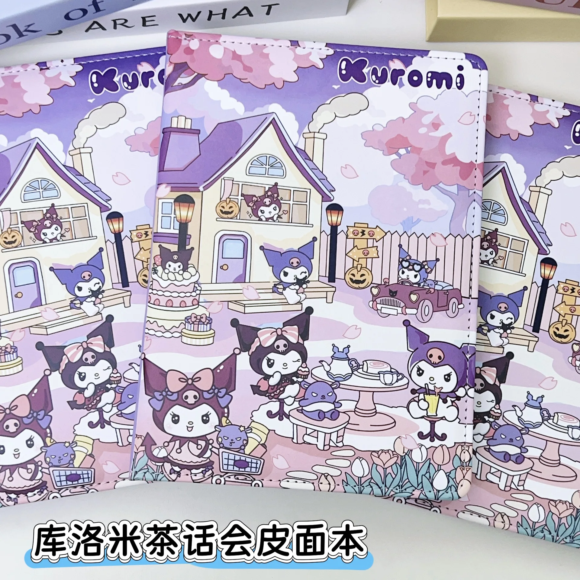 

Sanrio Kuromi Notebook Cartoon Cute Tea Party Interior Page Colorful Cartoon A5 Notebook Student Diary Color Page Gift