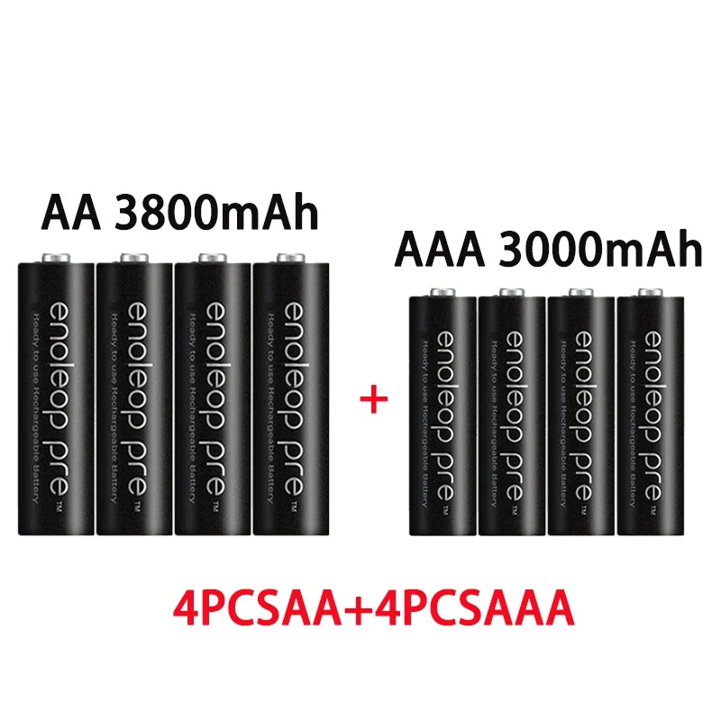 충전식 Ni MH 배터리, AA + AAA, AA 1.2V, 3800mah, 1.2V, AAA 3000mAh, 손전등 장난감 시계 MP3 플레이어 교체 Ni MH 배터리