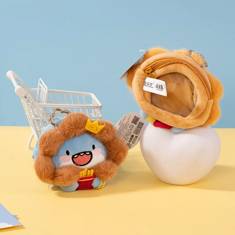 Cartoon fatShark Plush coin purse Wallet Kawaii Shark Earphone Pack Card Pack Boys and girls plush keychain toys birthday gift