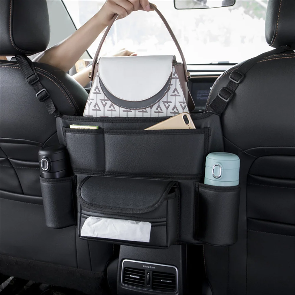 Leather Seat Back Organizer Car Handbag Holder Between Seat Car Organizer Front Seat Storage Barrier of Backseat Pet Kids