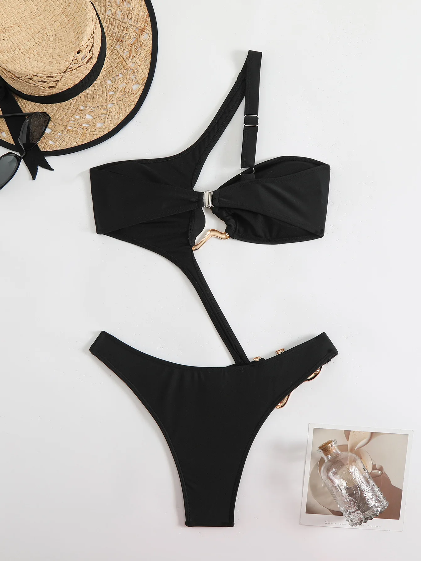2025 New Sexy Solid One-Piece Swimsuit Hollow Out One Piece Bathing Suit Monokini Push Up Bandage Swimwear Beachwear for Women