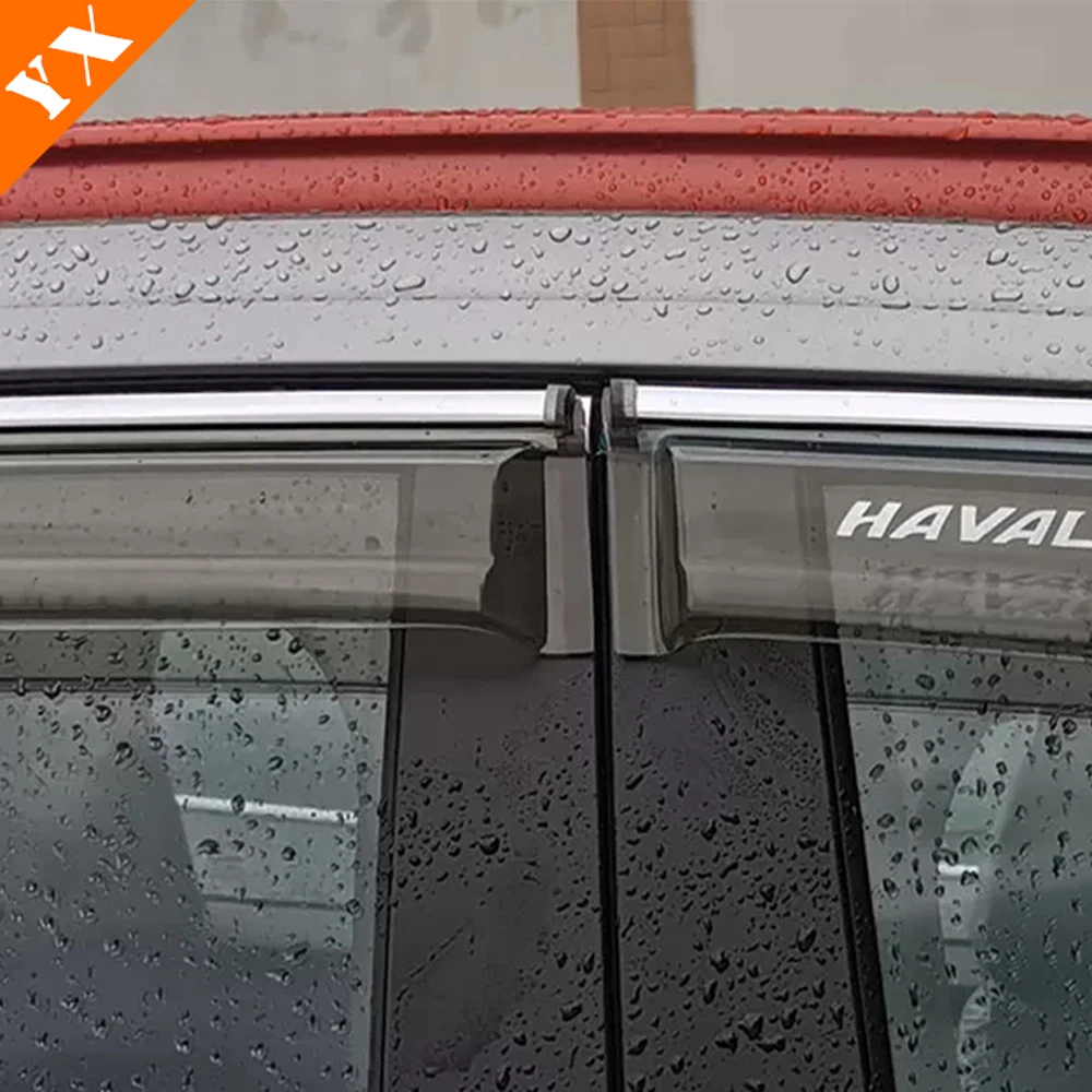 For Haval Jolion 2021-2024 6pcs Chrome Black Look Trim Car Window Sunshade And Rain Cover Protector Sticker Cover Garnish
