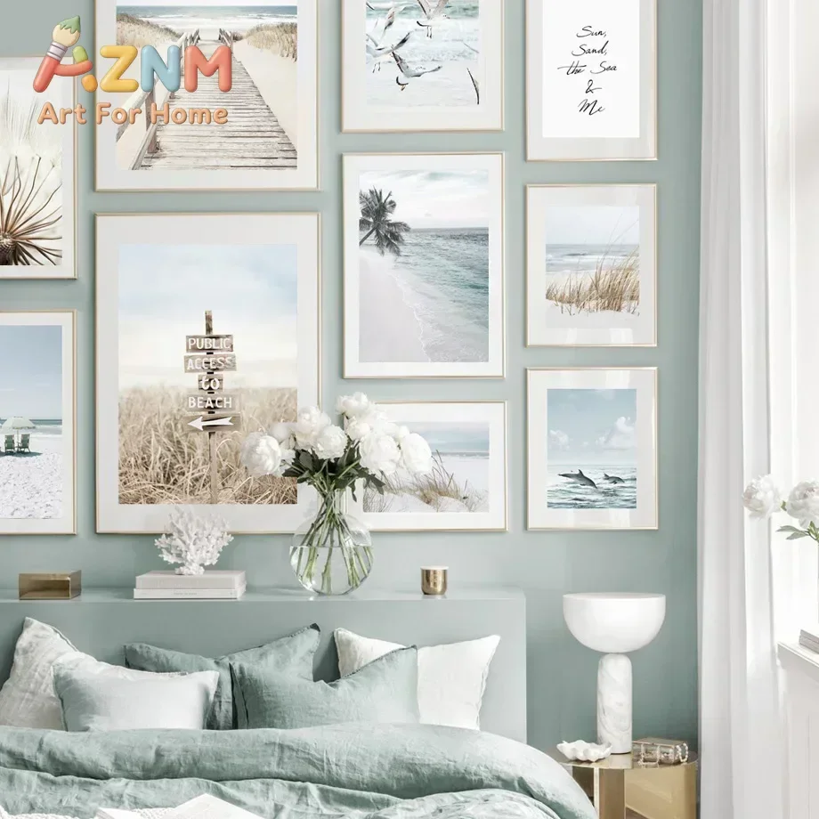 Reed Dandelion Dolphin Sea Beach Flower Minimalist Wall Art Print Canvas Painting Posters for Living Room Modern Home Decor