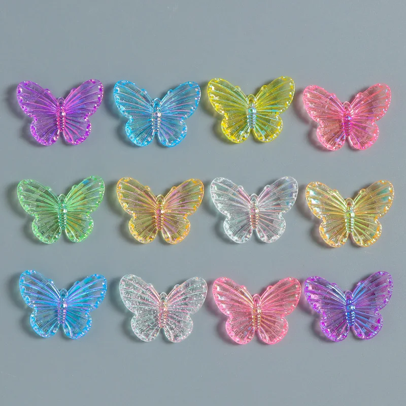 Buttefly Acrylic Charms for Handmade Crafts 10pcs Transparent Colorful Butterflies Pendant for Jewelry Making Accessory DIY