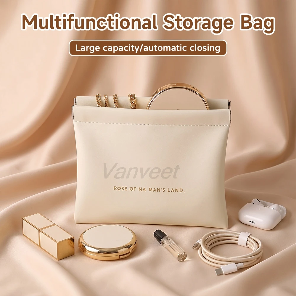 Fashion Simple Lipstick Makeup Bag Mini PU Jewelry Handbag Travel Portable Storage Mother-and-Child Multifunctional Storage Bag