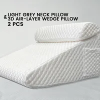 2 Pcs Memory Foam Bed Wedge Pillow/Neck Pillow For Back - Triangle Pillow With Removable Cover 9