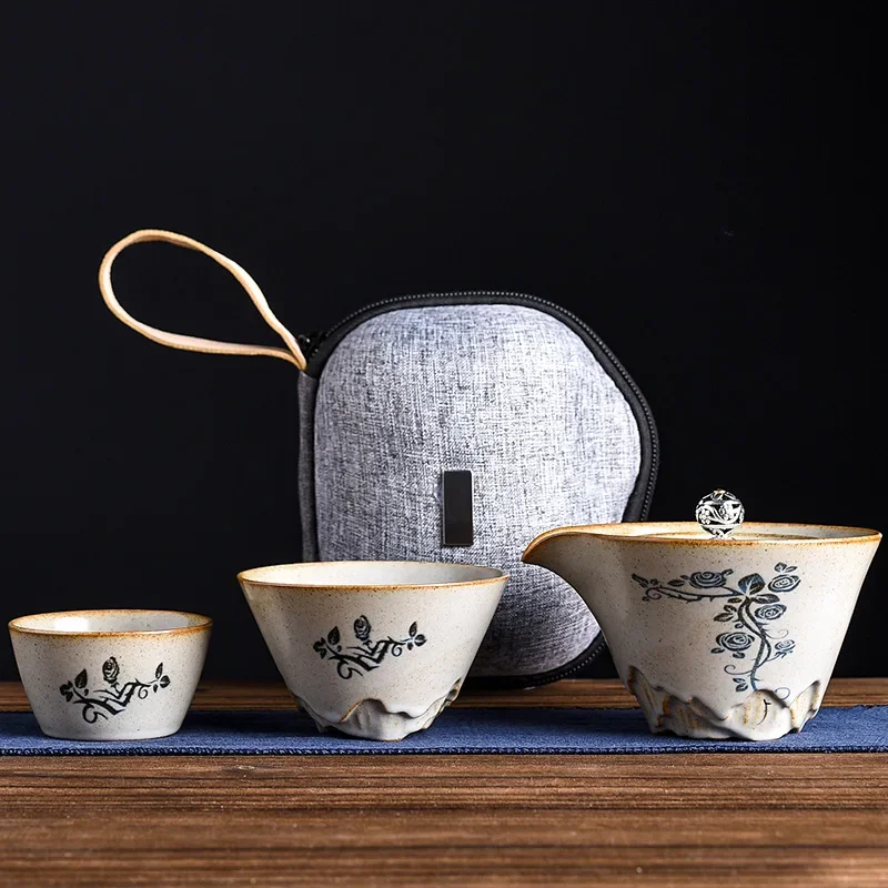 Portable Travel Tea Set One Pot Two Cups Storage Home Office Outdoor Japanese Retro Quick Guest Cup Tea Cup Designer Teaware Cup
