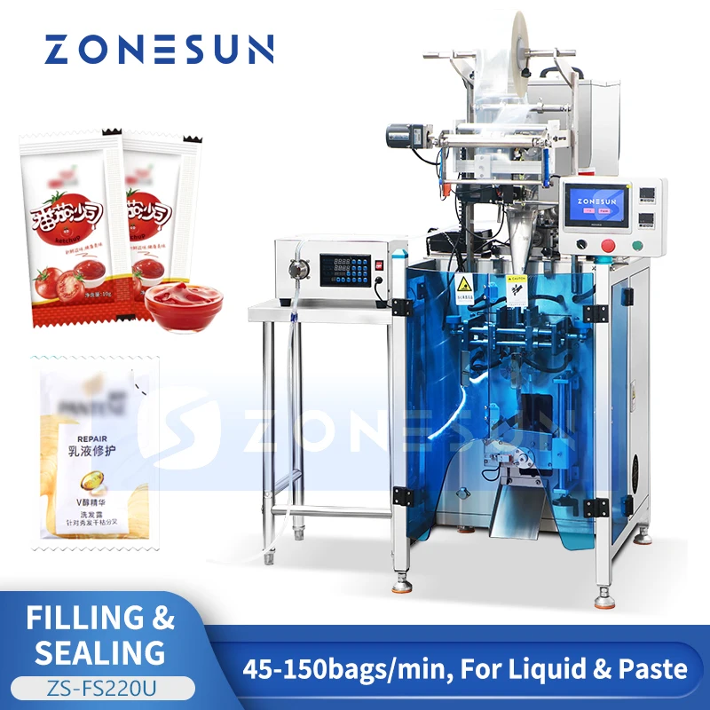 ZONESUN ZS-FS220U Automatic VFFS Sachet Packing Machine for Liquids and Pastes