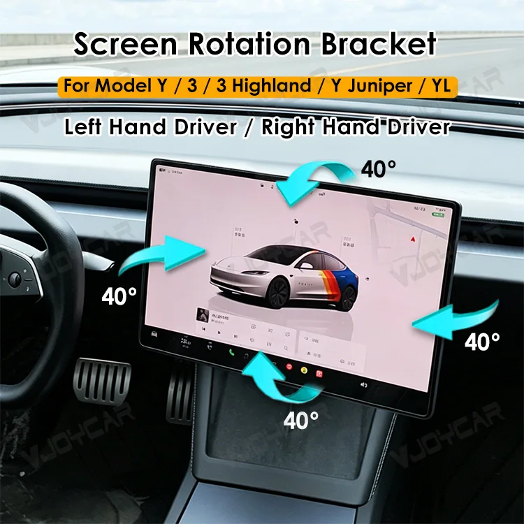 Vjoycar 2026 Newest Screen Rotation Bracket for Tesla Model 3 Y 3 Highland Y Juniper YL 4-Direction Adjustment Rotating Holder