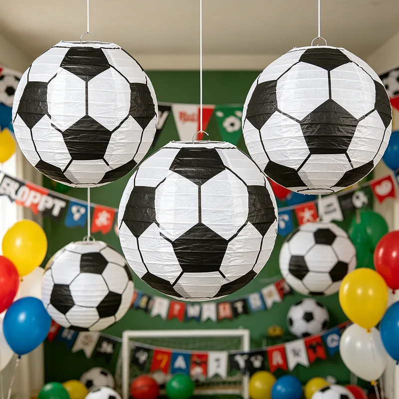 

5/12Pcs Paper Soccer Ball Lanterns Football Hanging Decor Lanterns For Kids Birthday Party Sports Event Decoration Supplies
