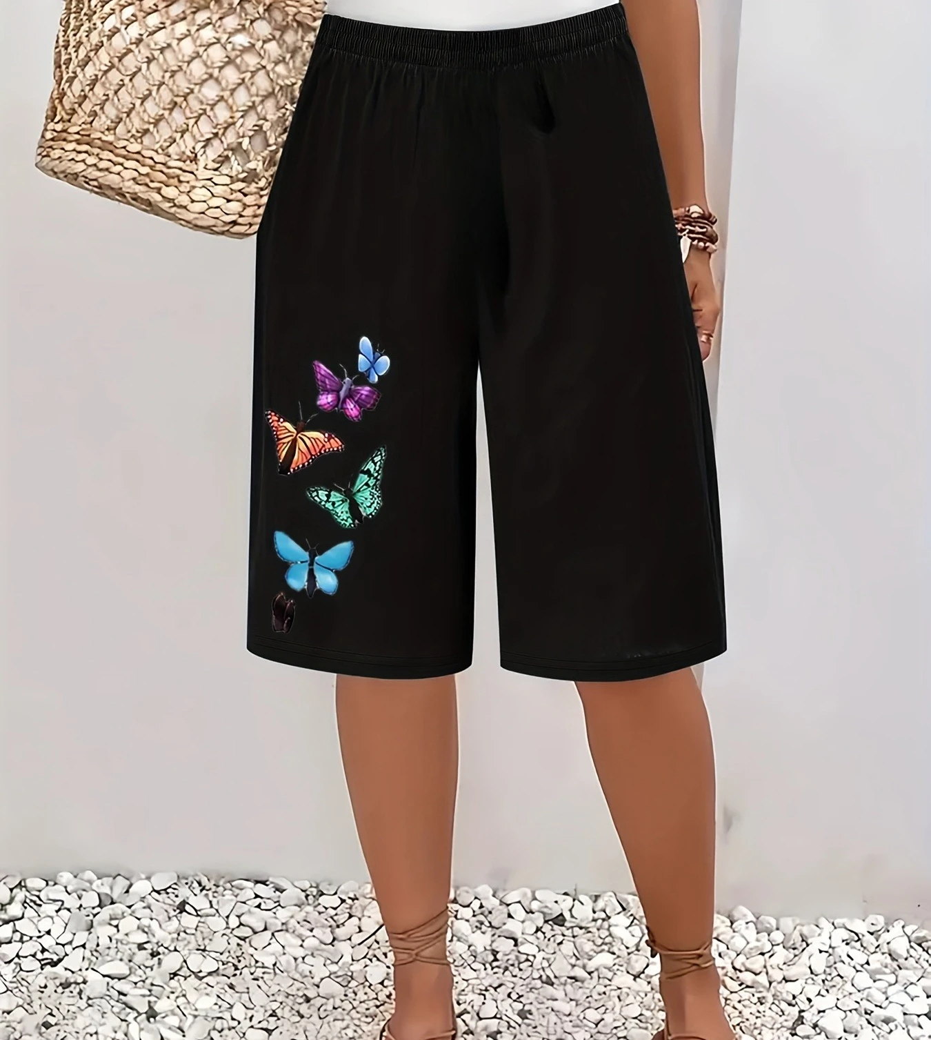 Summer 2026 Fashion New Butterfly Pattern Beach Shorts Outdoor Hip Hop Street Wear Men's and Women's Loose Shorts Size Up