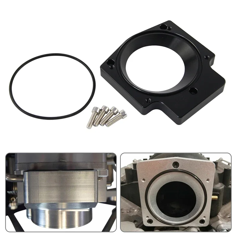 

Throttle Body 102MM Manifold Adapter Plate For Chevy GM Gen III LS LSX V8 Engine 4-Bolt Cable CNC Aluminium Silver/Black