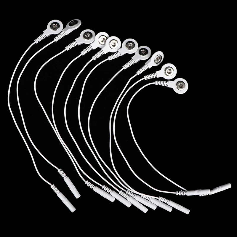 10pcs Electrode Lead Wires Adapter Cables Treatment Instrument Conversion Line Pin-To-Snap Adapter electrodes Cables Plug