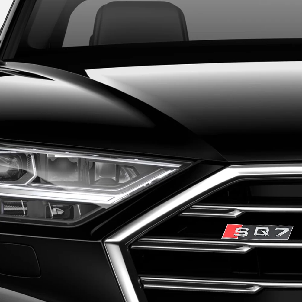 ABS Car SQ Series Badge Front Grille Emblem Sticker Decorative Auto Accessories For Audi SQ3 SQ5 SQ7 SQ8 A1 A2 A3 A4 A5 A6 A7 Q6