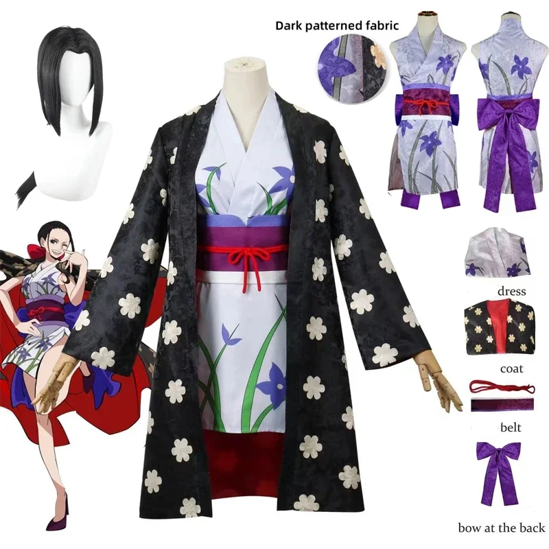 Women Cos Costume Nico Robin Cosplay Costume Digital Printing Uniform Kinomo Dress Wig Outfit Halloween Carnival Suit