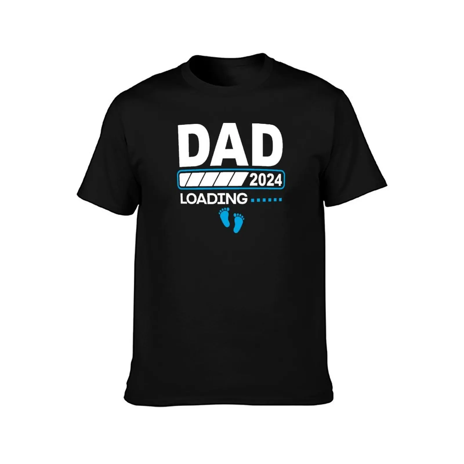 Dad 2024 Loading Promoted To Dad T-Shirt, Summer Casual Cotton Tee, Oversized Streetwear Tops, Vintage Graphic Print