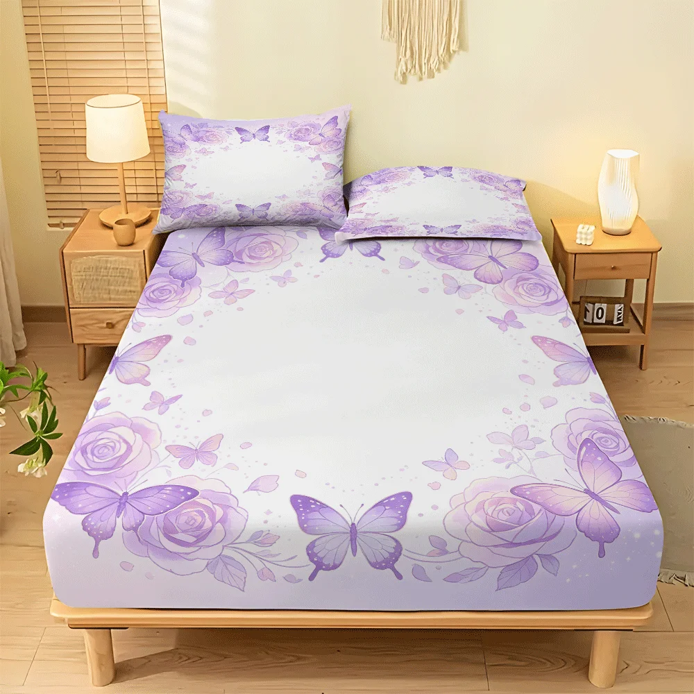 Halloween Mattress Protector Set, 3-Piece Set, Affordable Wrinkle-Resistant 2D Printed Bedding Set, Elastic Fitted Sheet and 2 Pillowcases, Pillow Inserts Not Included, Machine Washable