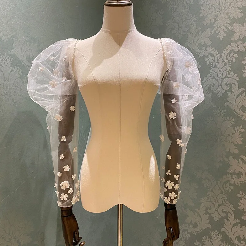 

Wedding Sleeves Tulle Floral Bridal Bolero Formal Party Gloves Bride Accessory Women Arm Cover