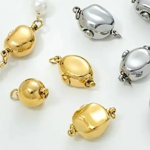 Non Fading Titanium Steel Rod Buckle Gold-plated Irregular Gold Ingot Pearl Buckle DIY Bracelet Necklace Connecting Buckle