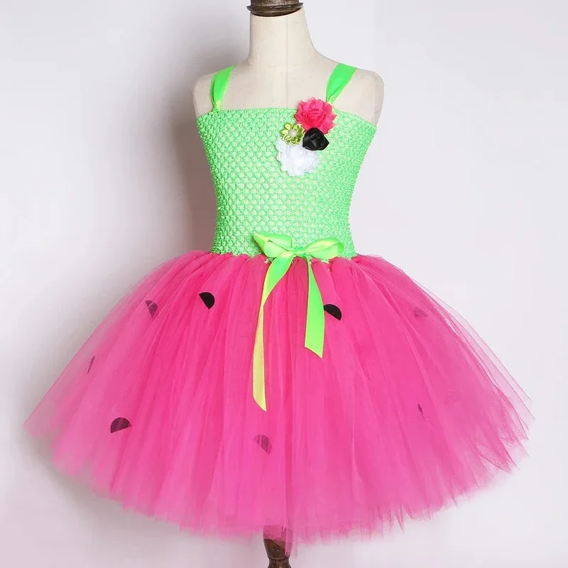 فساتين البطيخ الأخضر الوردي الحلو للفتيات الصغيرات أزياء حفلات أعياد الميلاد والفواكه للأطفال الصغار لالتقاط الصور باليه تنورات قصيرة Outfi@0Z*