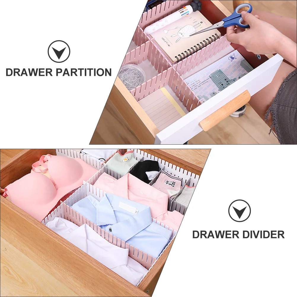 

20 Pcs Kitchen Divider Board Drawer Dividers Cupboard Organization and Storage Partition Adjustable Dresser Pink