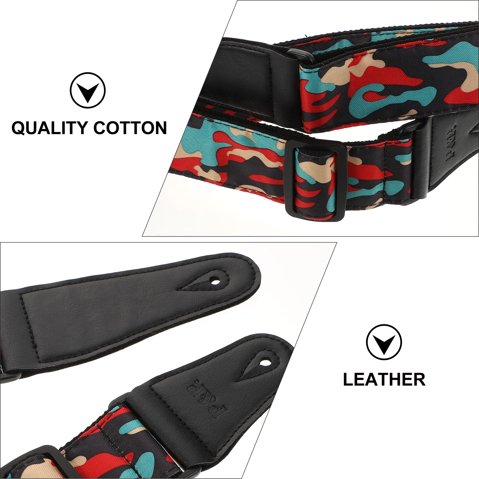 

Camouflage Guitar Strap Instrument Cotton PU with Adjustable Musical Pure Lanyards Unisex Accessories