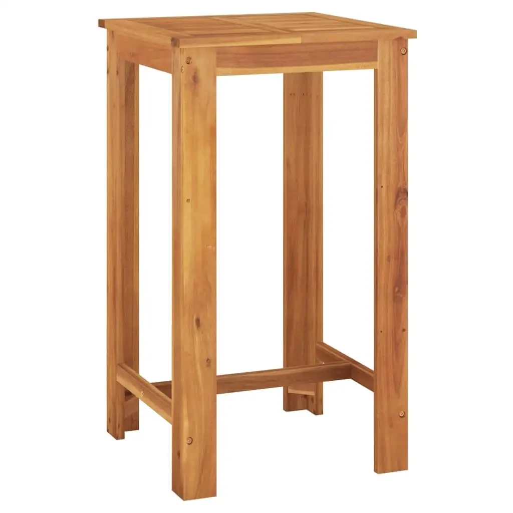 5-Piece Gray Acacia Wood & Poly Rattan Patio Bar Set - Stylish Outdoor Furniture