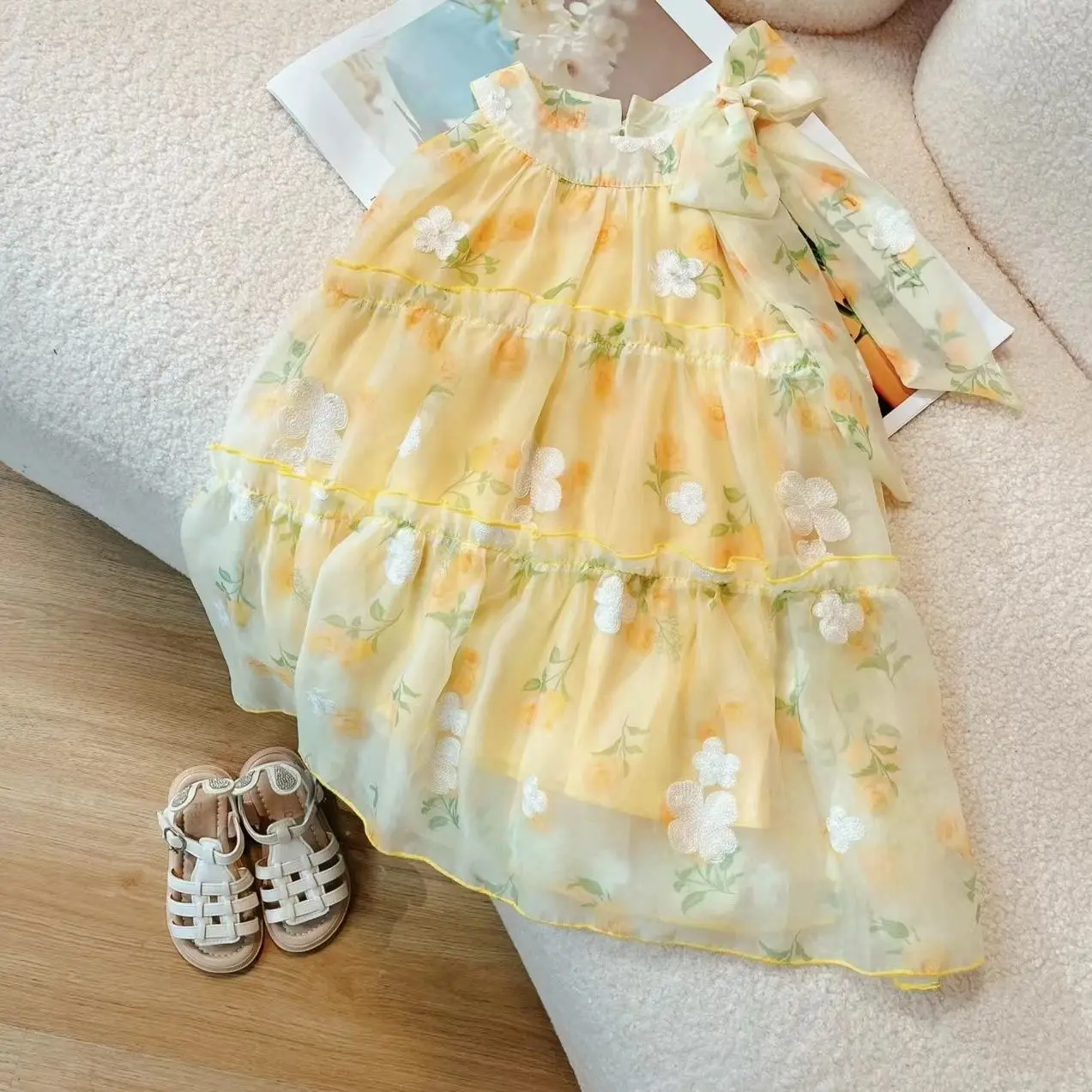 Girls Casual Dresses Floral Print Sleeveless Slip Dress  Party Dress for Kids Girl 2 To 7 Years Flower Girl Dresses for Weddings