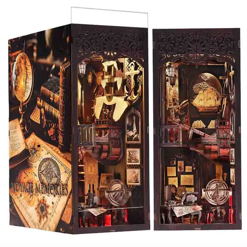 

DIY Book Nook Kit Wooden Doll House 3D Puzzle Assembly Model Building Bookshelf Bookend Toy Home Decoration With Light Gifts