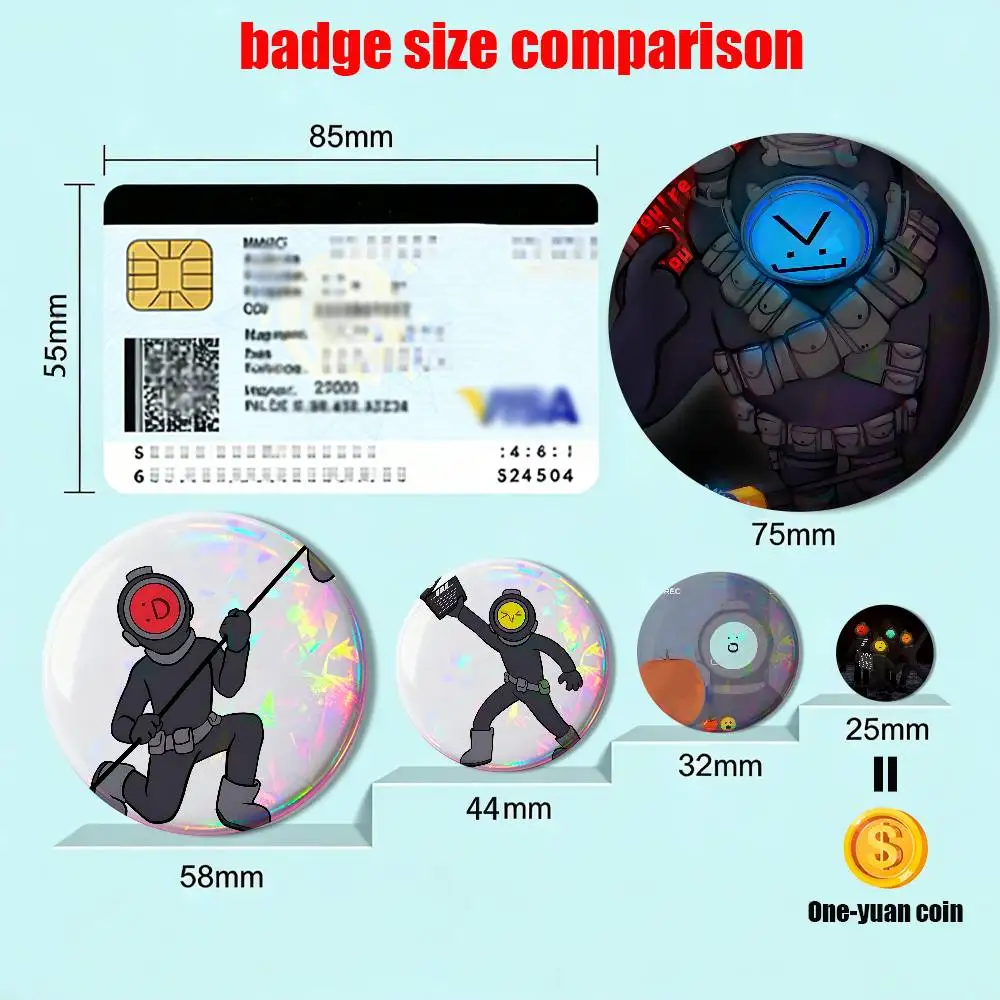 game Flicker Content Warning Round Exquisite Badge Brooches Creative Pins For Clothes Hat Backpack Gift Accessories