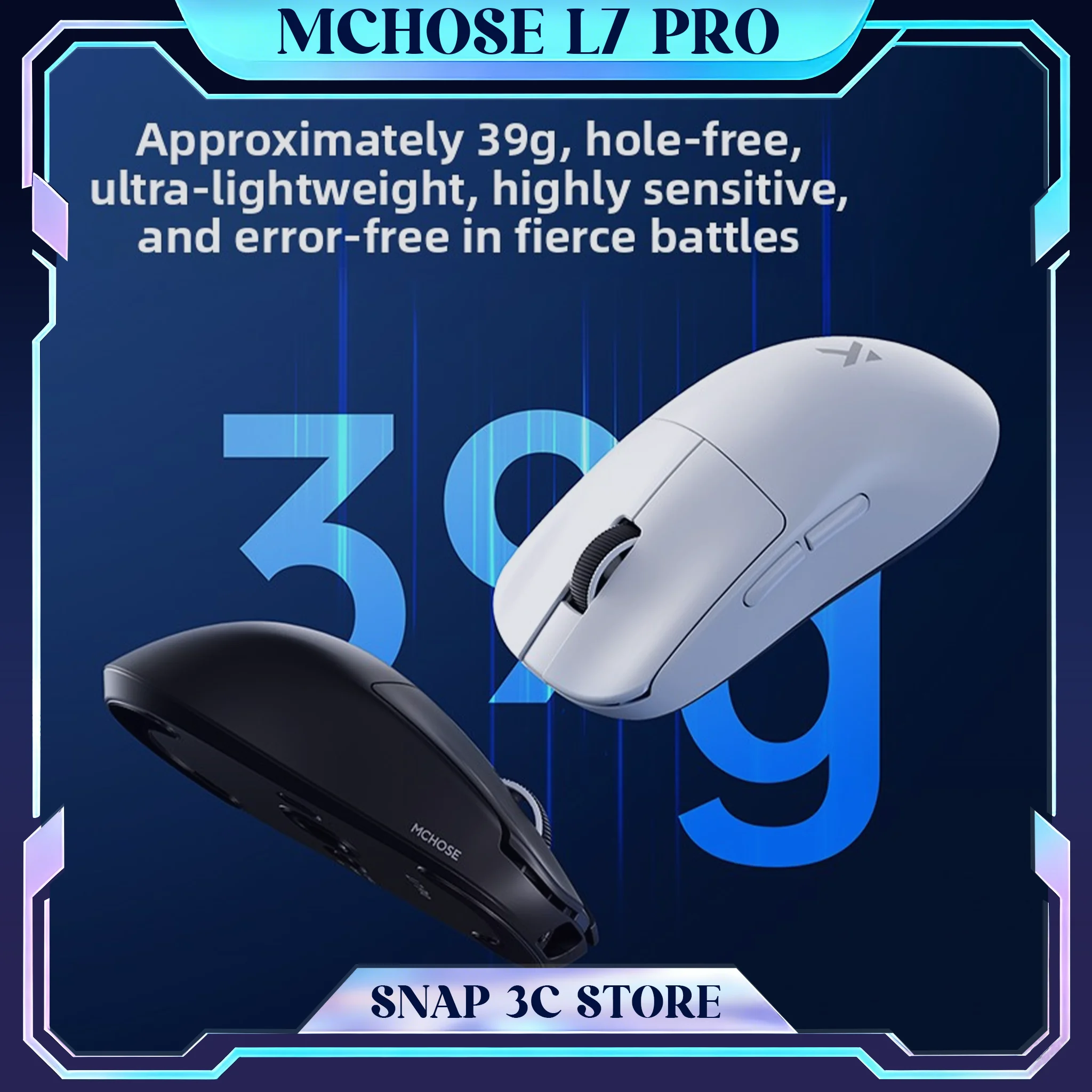 

MCHOSE L7 Pro Wireless Gaming Mouse PAW3395 Sensor 26000DPI Tri-Mode Lightweight Ergonomic Optical Mice For FPS CS2 Valorant