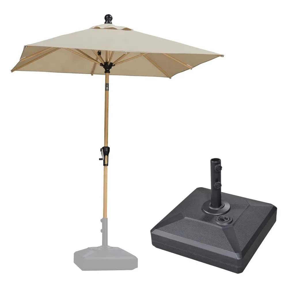 

4' X 6' Patio Umbrella with Base Outdoor Umbrella Aluminum Market Umbrella with Push Button Tilt & Crank and 8 Ribs, Customized