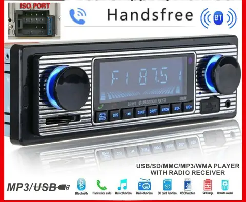 Bluetooth Vintage Car FM Radio MP3 Player USB Classic Stereo Audio Receiver AUX