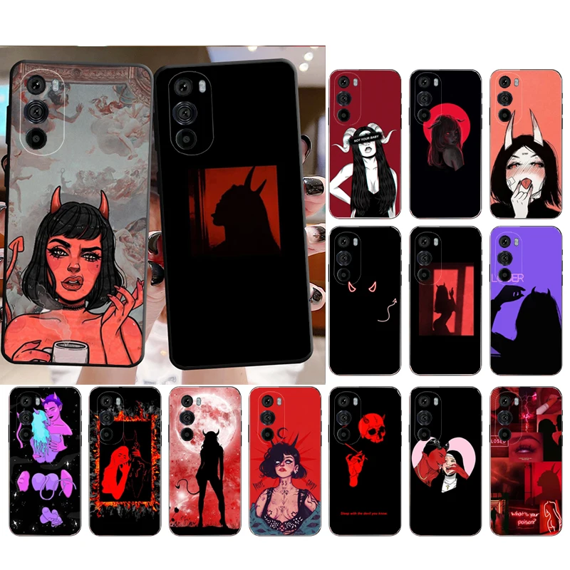 

Sexy Devil Woman Phone Case For Motorola Edge 60 50 40 Pro 60 50 40 30 Ultra Neo Fusion Moto G Play G Stylus G Carcasas