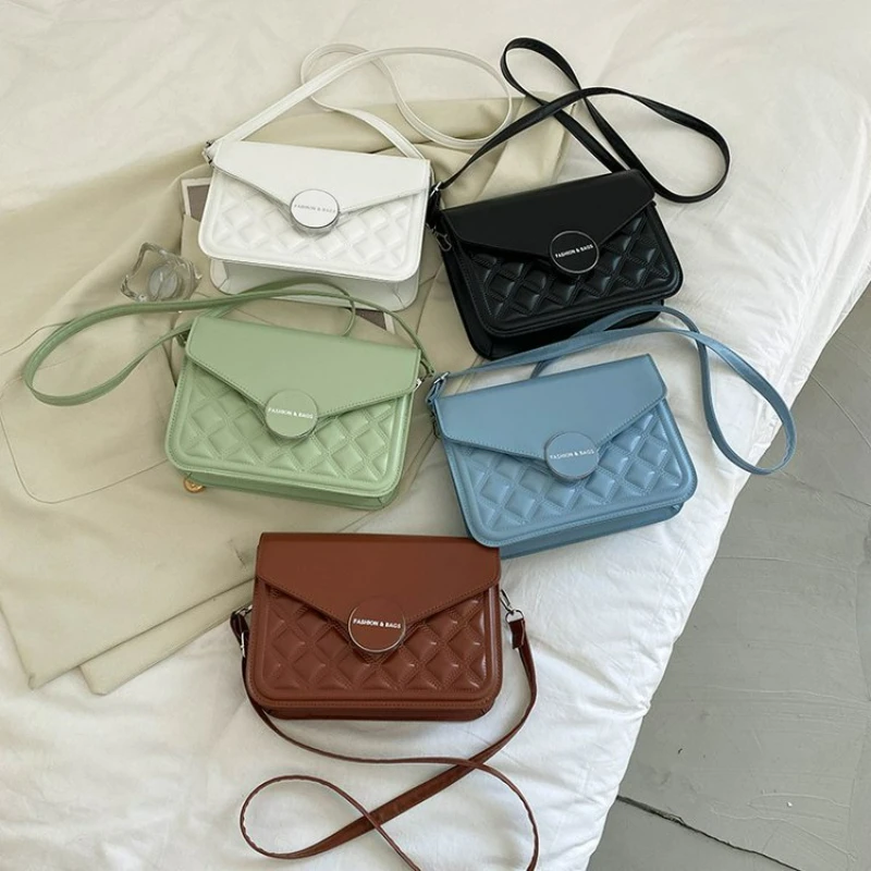 TRAVEASY 2024 New Fashion Sense Bags Women's Casual Fashion Handbags Rhombic Embossed Shoulder Slung Small Square Bags Square