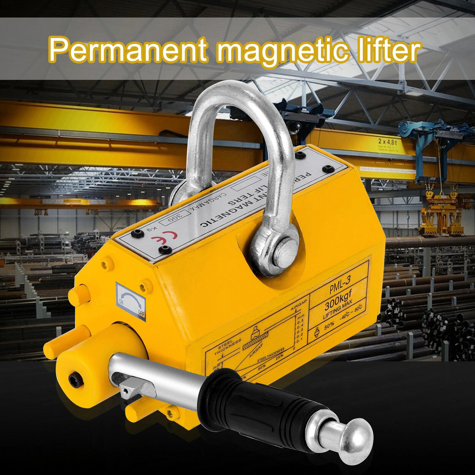 

Gold SellerPortable Manual 1 Ton 1000KG Permanent Magnetic Lifter / Lifting Magnets for Metal Plate/Steel Slab Handling