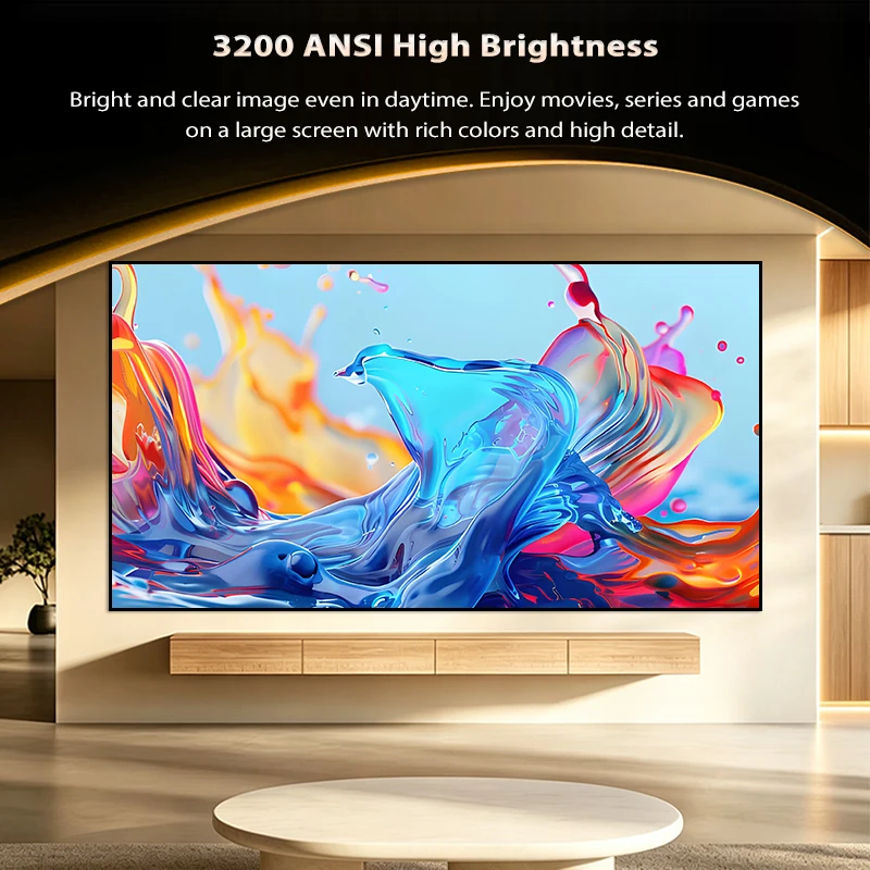 Touyinger Q13 Game 4K Full HD 3200ANSI Portable Projector with 2 GB/32 GB, Wi‑Fi, Android, Home Theater, Smart TV, Cinema, Beam, Video, and Movies