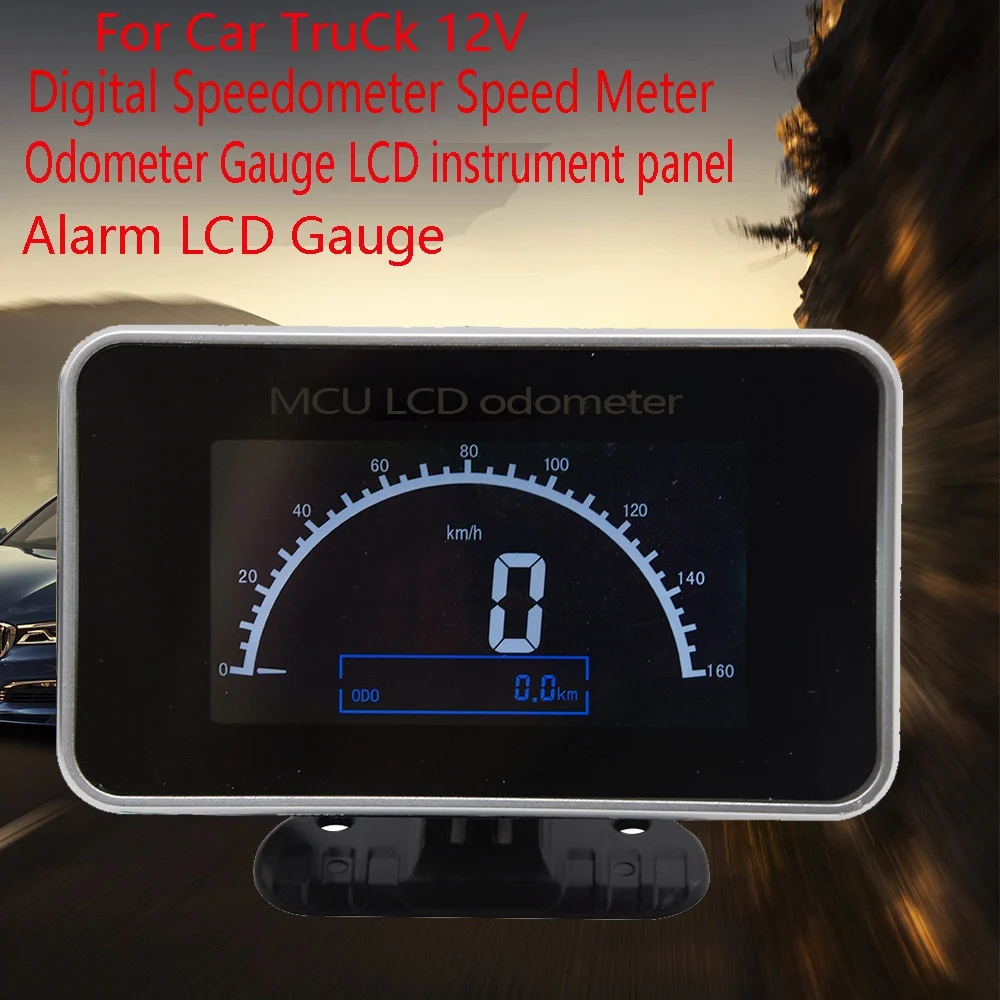 Car Truck 12V/24V 2 IN 1 Functions Digital Speedometer Speed Meter+Odometer Gauge LCD Instrument Panel+Alarm LCD