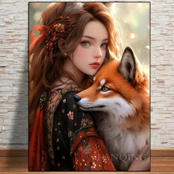 New Arrival Diamond Painting Art Girl Fox 5D DIY Full Diamond Mosaic Cross Stitch rhinestone Handmade Embroidery Home Decor L67