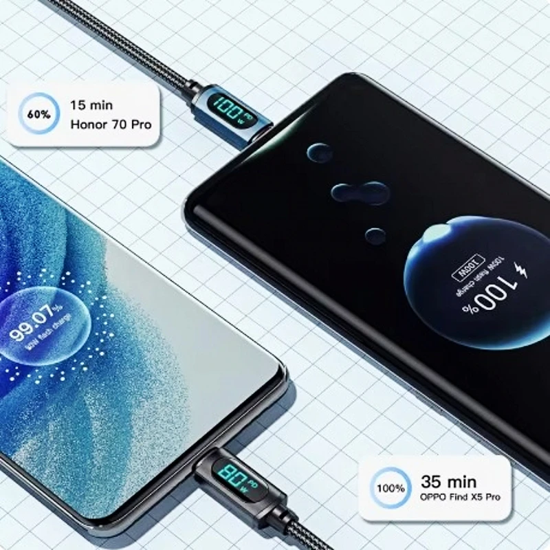 Кабель USB Type-C для Huawei, Honor, Xiaomi, Samsung, супер-зарядка, 100 Вт, быстрая зарядка, USB C, зарядное устройство, кабель для передачи данных, провод, шнур, 2 м