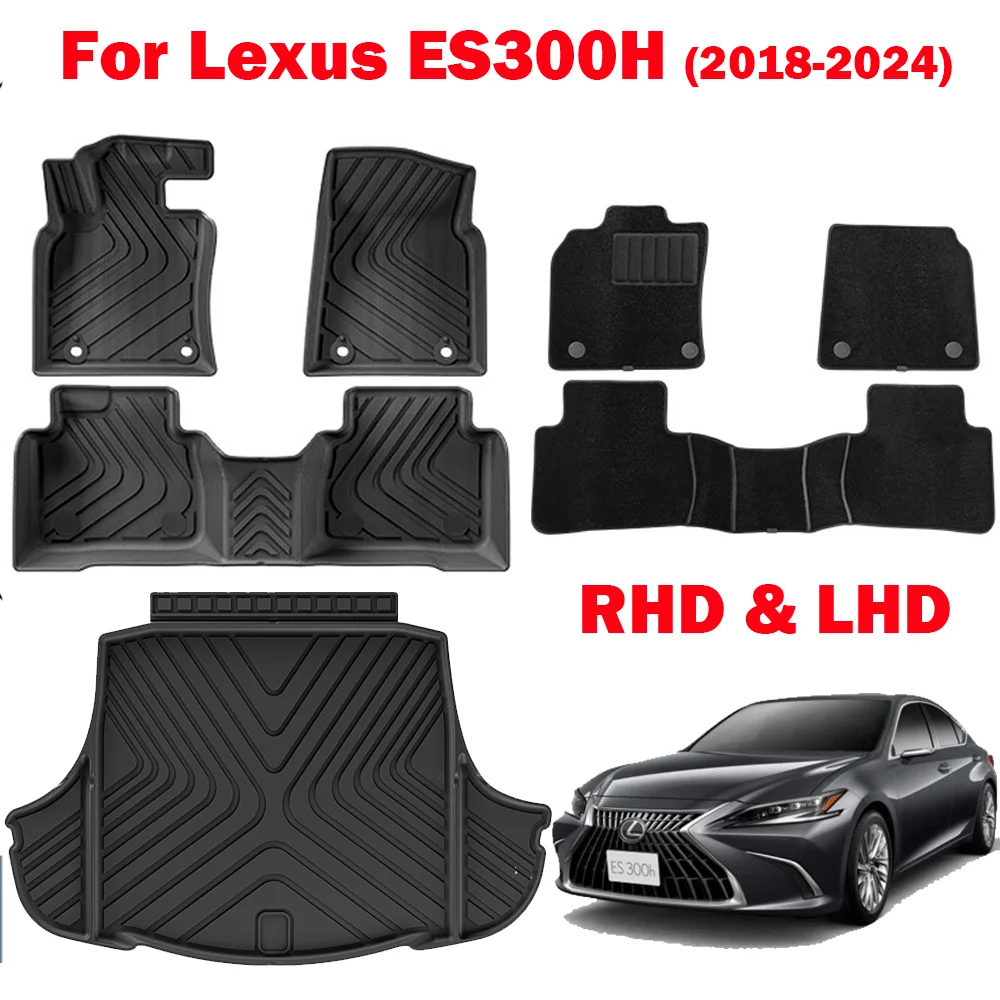 

For Lexus ES300H Hybrid 2018-2025 TPE LHD & RHD Floor Mats Cargo Liners All Weather Protection Anti-Slip Double-Layers Trunk Mat