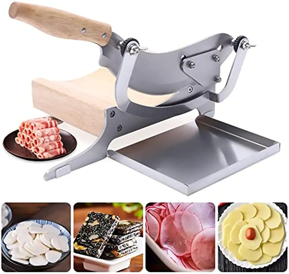 Medicine Manual Slicer Machine Stainless Steel Cutter Machine With Adjustable Thickness Baffle And Rubber Wooden Base